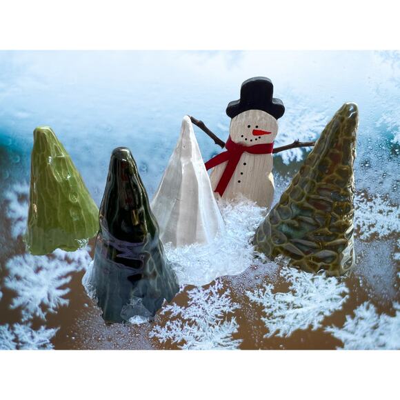 4 Decorative Christmas Trees each a Different Shade of Green/One White - Picture 9 of 9